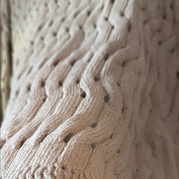 DKNY Textured Knit Women’s Sweater in Light Beige With Glitter/Shiny Finishes - Picture 8 of 9